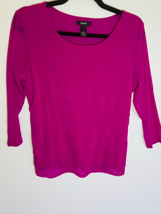 Alfani Tops - Alfani Fuchsia Scoop Neck Three-quarter SleeveBlouse